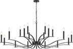 Black Living Room Chandelier 18 Light Hight Ceiling Foyer Candle Chandelier Large Dining Room Light Fixture Over Table 59in Metal Modern Chandeliers Hanging Light for Entry Master Bedroom