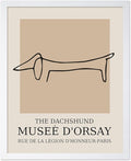 Poster Master Vintage Poster - Retro Minimalist Print - Gift for Artist, Housewarming - Dachshund Dog, Line Drawing, Abstract - Wall Decor for Living Room, Bedroom, 11x14 White Framed