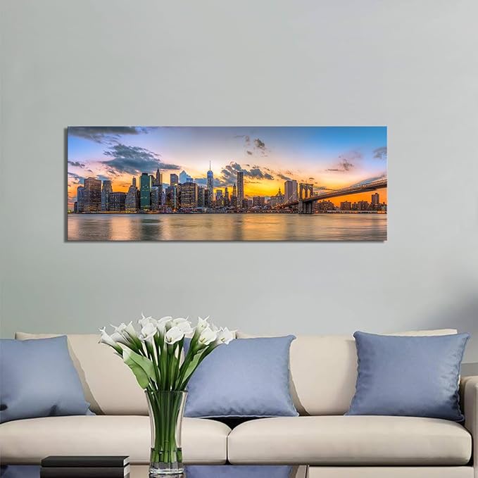 Kalormore New york City Skyline Canvas Wal Art Brooklyn Bridge Picture for Wall