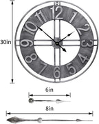 30 inch Large Wall Clock Decorative Solid Metal Retro Decor for Home Farmhouse Living Room