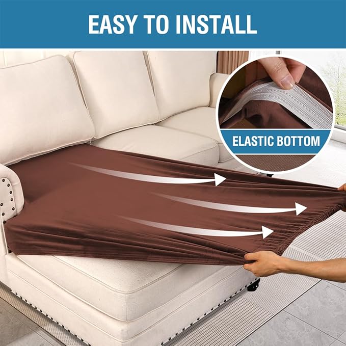 H.VERSAILTEX Velvet Stretch Individual Chaise Cover Sectional Couch Covers for L Shaped Sofa Both Left/Right Furniture Protector Seat Cushion Sofa Cover (1 Piece Chaise Cover, Burnt Brick)
