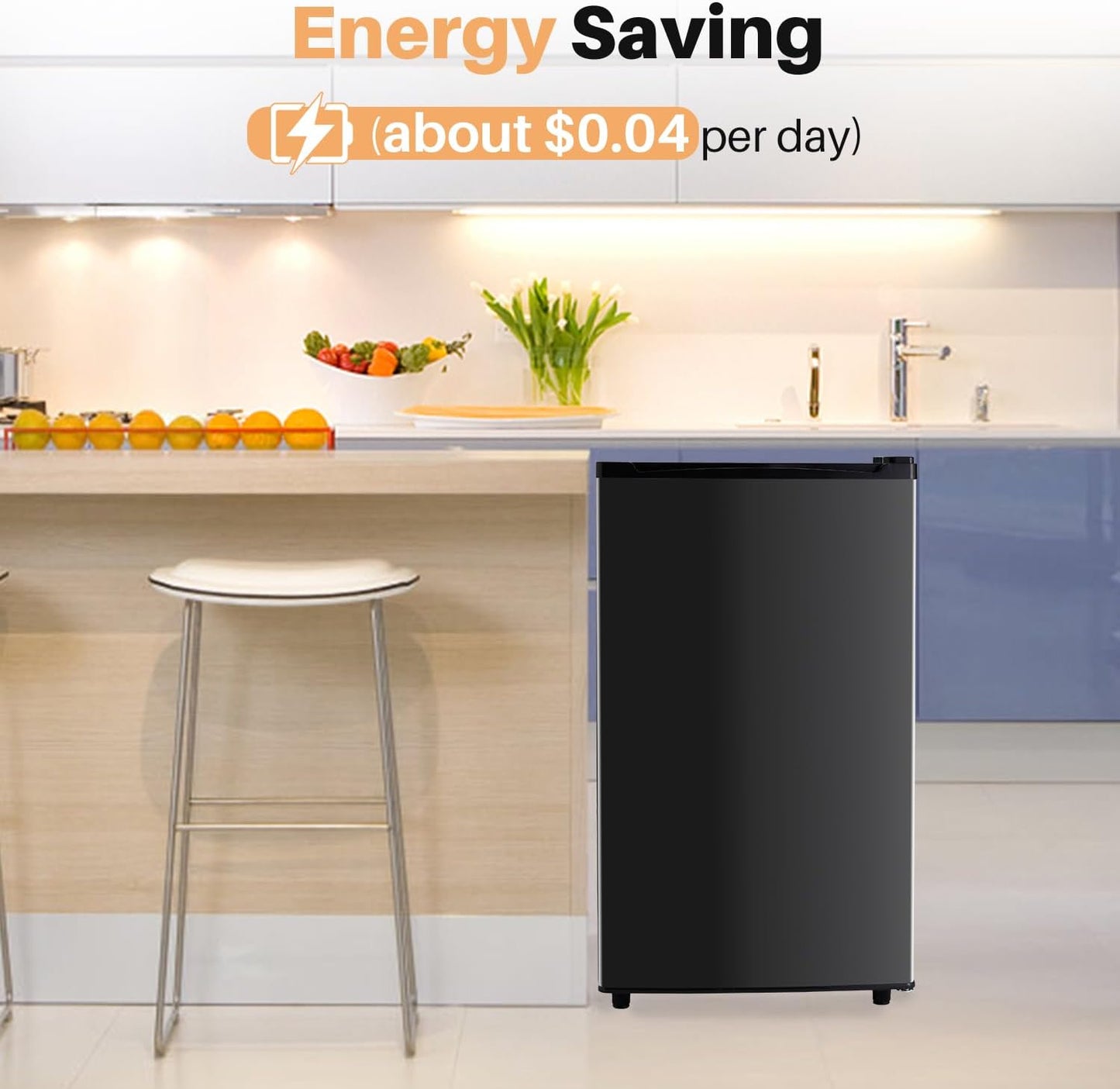 Atilioo Upgraded Mini Fridge with Freezer 3.2 Cu.Ft Compact Dorm Refrigerator Small Cooler for Bedroom Office, Single Door Adjustable Thermostat Low Noise, 17.5" D x 17.7" W x 31.5" H, Black