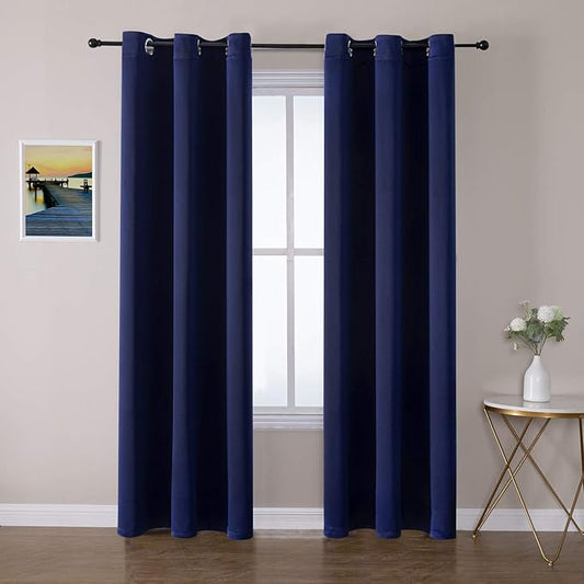 ChrisDowa Blackout Curtains 72 inches Long for Bedroom - 2 Panels Set Grommet Thermal Insulated Room Darkening Curtains for Living Room (Navy Blue, 42 x 72 Inch)