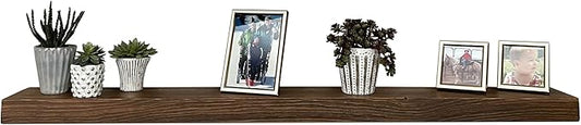joelsantiques 72 Inch Wooden Floating Shelves for Wall - 72x8x2 in - Made of Natural Wood - Long Heavy Duty Rustic Wall Shelves for Bedroom - Perfect for Living Room, Kitchen - Medium Brown