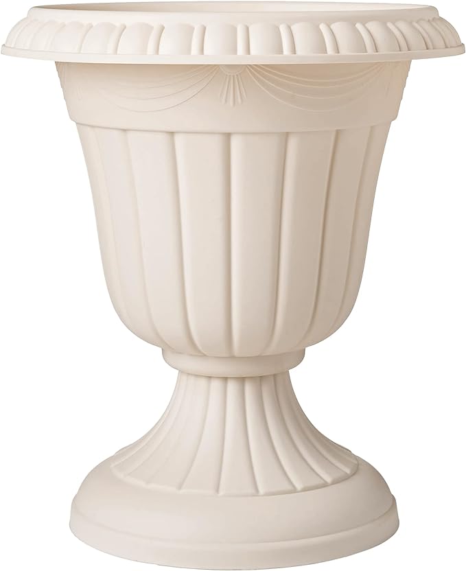 PL10BG Classic Traditional Plastic Urn Planter Indoor/Outdoor 15" x 13", Beige