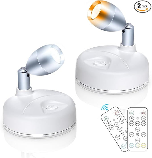 Battery Operated Spotlight Indoor with Remote Warm/Neutral/Cool White 3-Mode Mini Accent Display Light with Dimmer and Timer for Artwork, Picture, Action Figure