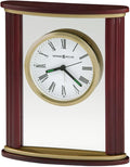 Howard Miller Victor Tabletop Clock - Wooden Desk Timepiece with Glass Crystal, Felt Bottom, Quartz Movement, Analog Alarm Clock, Battery Operated for Home, Office, Living Room, and Bedroom Decor