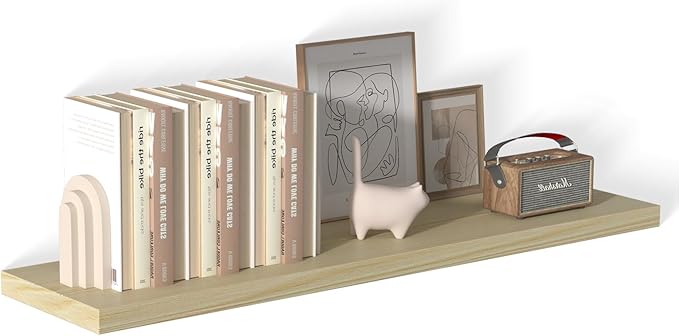 48 Inch Floating Shelf 1 Pack Large Floating Shelves for Wall No Drilling Accessories Included Deep Wall Shelves for Living Room Kitchen Farmhouse 48" W x 12" D x 1.2" Oak