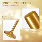 XUWAIDSGN Acrylic Champagne Flutes Toasting Glasses Unbreakable Mimosa Bar Reusable Wine Glasses Vintage Champagne Flutes Stemmed Drinking Cups 5.4 OZ for Christmas Birthday (24, Gold)