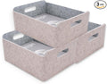 Welaxy Storage Baskets Collapsible Felt Storage bin Foldable Shelf Drawers Organizers for Kids Pet Toys magazine Books Clothes Closet Cabinet decluttering (Oatmeal +Gray)