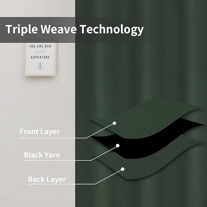 Easy-Going Blackout Curtains for Bedroom, Solid Thermal Insulated Grommet and Noise Reduction Window Drapes, Room Darkening Curtains for Living Room, 2 Panels (42x95 in, Greyish Green)