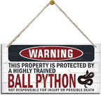 Warning Sign, Ball Python Warning Wood Plaque Sign, Funny Door Signs, Decorative Wood Hanging Suspension Plaque, Farmhouse Wooden Wall Decor, Outdoor Hanging Wooden Signs