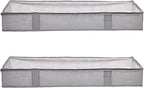 Amazon Basics Under Bed Fabric Zipper Blanket Storage Container Bags with Window and Handles, 2-Pack, 18 x 42 x 6 inches, Gray