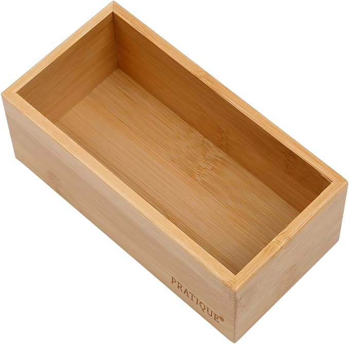 Bamboo Drawer Organizer - Kitchen Utensil Organizer Silverware Tray Cutlery Holder，Office Desk Supplies and Accessories (5.9x3x2.6 inch)
