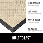 GORILLA GRIP 100% Waterproof All-Season WeatherMax Doormat, 72x24, US Designed Natural Rubber, Stain and Fade Resistant, Low Profile Indoor Outdoor Door Mats, Easy Clean Patio Mat, Modern Latte