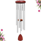 Large Aluminium Wind Chimes Outside, Soothing Melodic Memorial Sympathy Wind Chime, Suitable Outdoor Garden Decor, Gift for Mom Women Neighbors (Silver Wind Chimes-36)