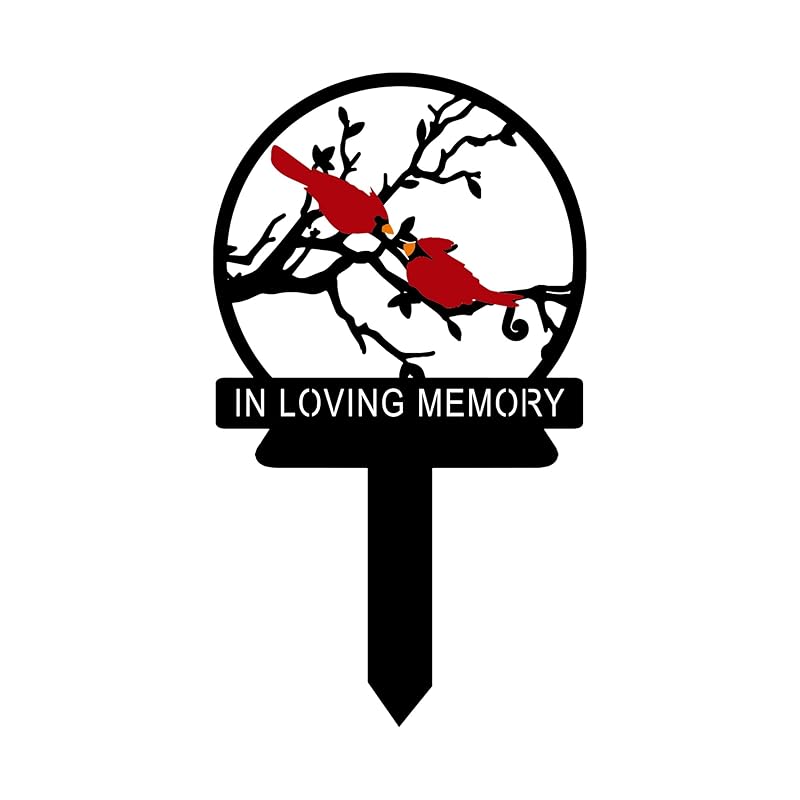 Personalized Cemetery Memorial Metal Stakes, Cardinals Memorial Grave Markers,Graden Decorations for Loss of Mother Father, Outdoor Sympathy Decor Gift