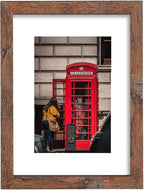 8x10 Picture Frame Set of 6, Display Pictures 5x7 with Mat or 8x10 Without Mat for Wall Mounting, Rustic Brown