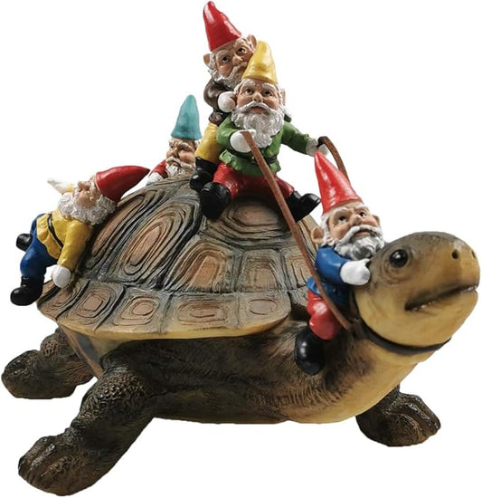 Sunthus Garden Gnome Turtle Statues Yard Art Resin Figurine Decorations Outdoor Garden Décor