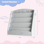 5-Tier Kids Bookshelf Montessori Toddler Book Rack Baby Bookcase Floor Front Facing Magazine Display Shelf for Bedroom Playroom Nursery Classroom Kindergarten Wood (Gray)