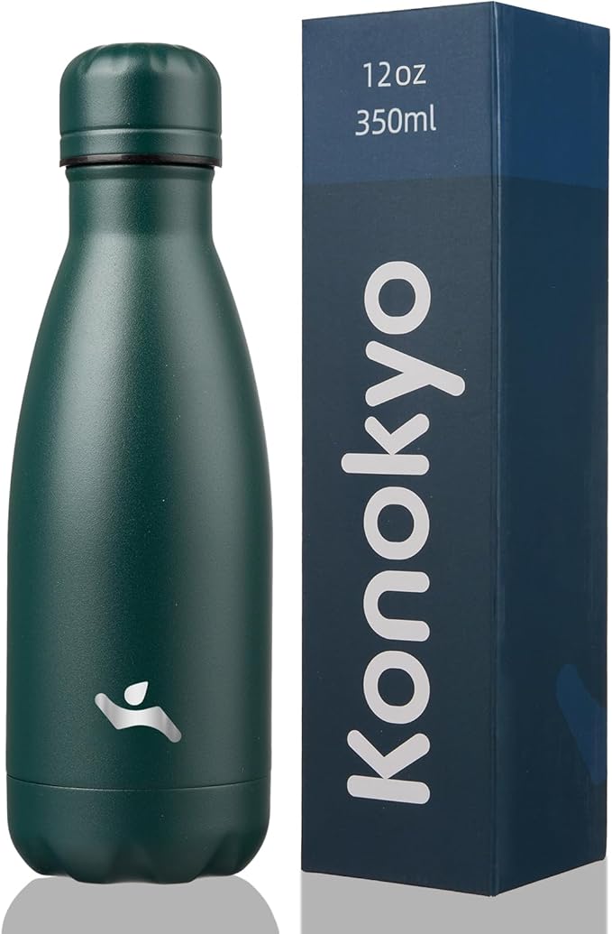 Insulated Water Bottles,12 oz Double Wall Stainless Steel Vacumm Metal Flask for Sports Travel,Army Green