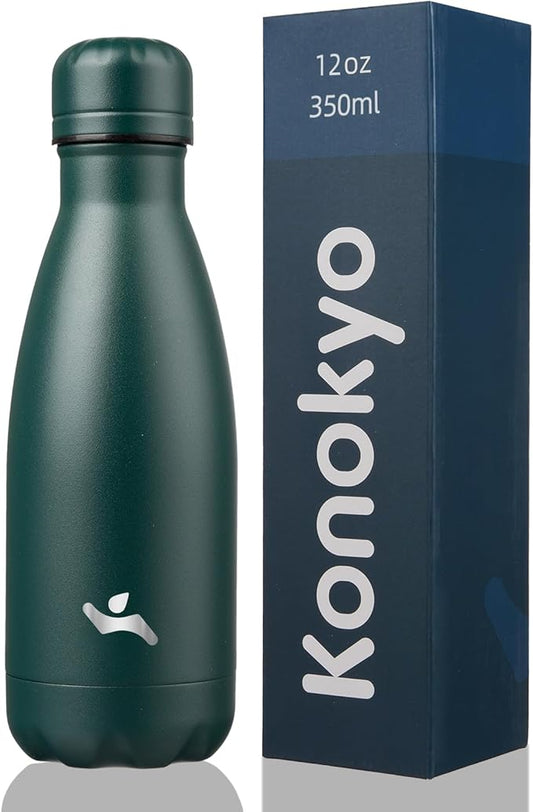 Insulated Water Bottles,12 oz Double Wall Stainless Steel Vacumm Metal Flask for Sports Travel,Army Green