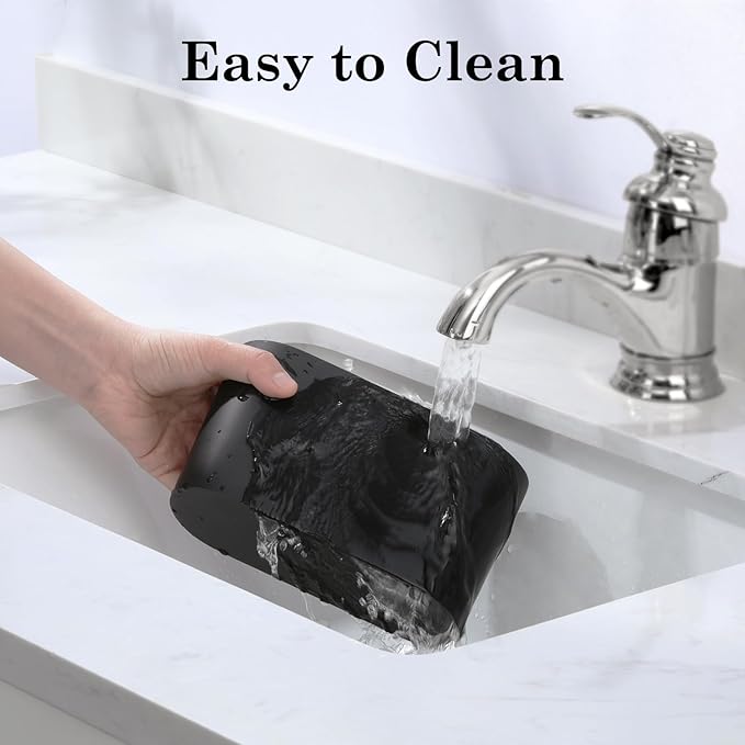 Luxspire Toothbrush Holder, 2 Slots Toothbrush and Toothpaste Holdersfor Bathrooms, Resin Toothbrush Holder Electric Toothbrush Stand for Vanity Countertop, Bathroom Accessories, Matte Black