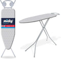 Minky Homecare Classic 4-Leg Ironing Board with Iron Rest - Freestanding Full Size Iron Board for Clothes Pressing with 43" x 14" Surface - Grey Honeycomb