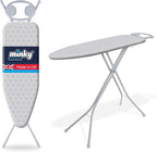 Minky Homecare Classic 4-Leg Ironing Board with Iron Rest - Freestanding Full Size Iron Board for Clothes Pressing with 43" x 14" Surface - Grey Honeycomb