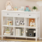 FATORRI 6 Cube Storage Bookshelf with 3 Drawers - White Oak 47"