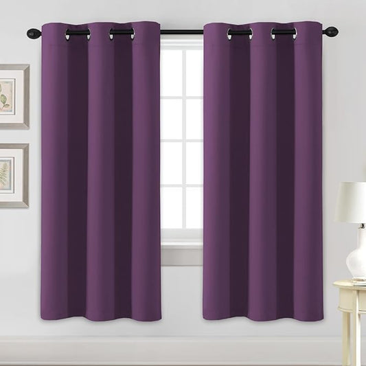 H.VERSAILTEX Blackout Curtains for Bedroom Thermal Insulated Room Darkening Living Room Curtains 72 Inch Long Grommet Privacy Protection Window Curtain Panels/Drapes for Nursery, 2 Panels,Plum Purple