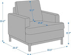 Oversized Accent Chair, Mid Century Modern Upholstered Armchair for Living Room, Comfy Chair for Bedroom Reading Chair, Single Sofa for Small Space with Rubberwood Base