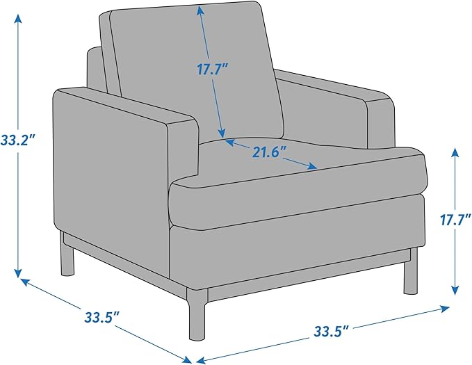 Oversized Accent Chair, Mid Century Modern Upholstered Armchair for Living Room, Comfy Chair for Bedroom Reading Chair, Single Sofa for Small Space with Rubberwood Base
