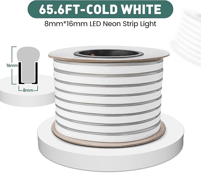 GZBtech Flexible LED Neon Rope Lights 66FT,AC 110-120V Waterproof Strip Light, 120 LEDs/M Cuttable Connectable Neon Lighting for Indoor Outdoor Home Decor/Commercial Building Use-Blue 20M