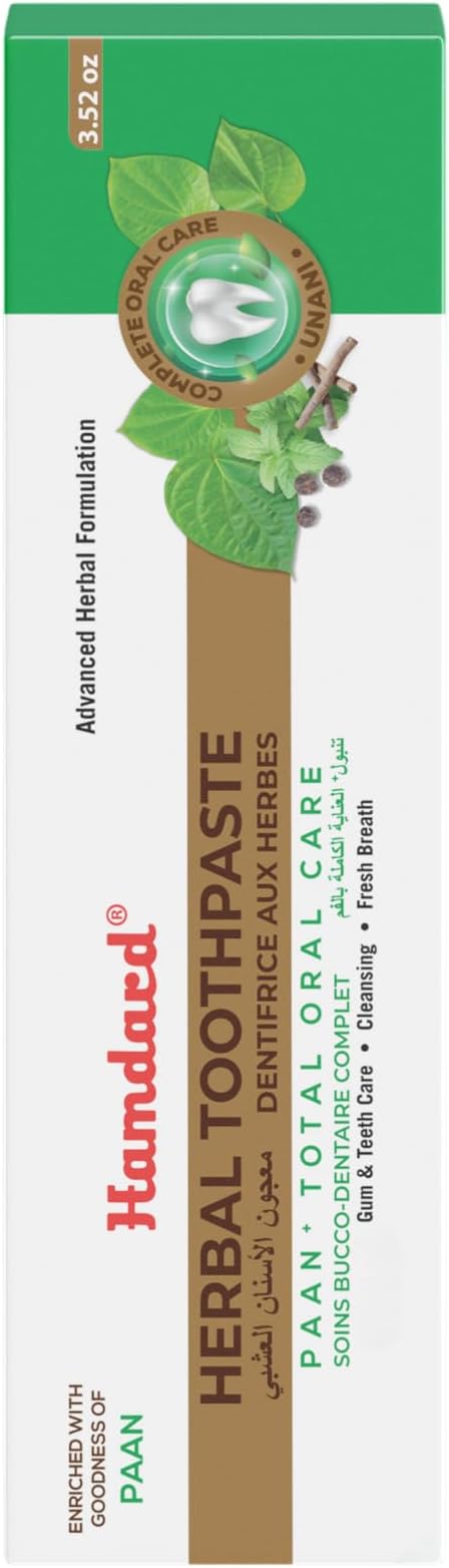 Hamdard Paan Total Oral Care Toothpaste – 100g (Pack of 4) | Herbal Ayurvedic Toothpaste with Paan Flavor | Fluoride-Free | Gum Care, Fresh Breath & Natural Oral Hygiene