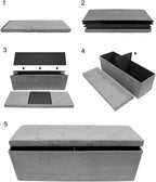 Sorbus Storage Ottoman Bench – Collapsible/Folding Bench Chest with Cover – Perfect Toy and Shoe Chest, Hope Chest, Pouffe Ottoman, Seat, Foot Rest, – Contemporary Faux Suede (Gray)