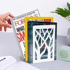 Book Ends, Bookends, Bookends for Shelves, Bookend, Book Ends for Heavy Books, White Metal Book Shelf Holder Home Decorative, Book Stoppers for Shelves, Bookend Supports 2 Pair