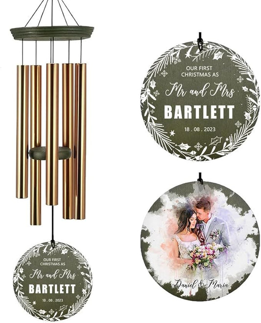 ASTARIN Personalized 20th 50th Anniversary Wind Chime, Happy Anniversary Wedding Valentine's Day Gift for Wife Husband Men Women Sister, Golden Anniversary Keepsake Decorations for Parents Couples