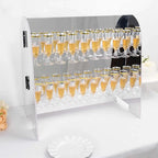 Tableclothsfactory Silver Mirror Finish 2-Tier Wine Glass Stemware Rack, 18 Champagne Flute Holder Foam Board Stand - 25"