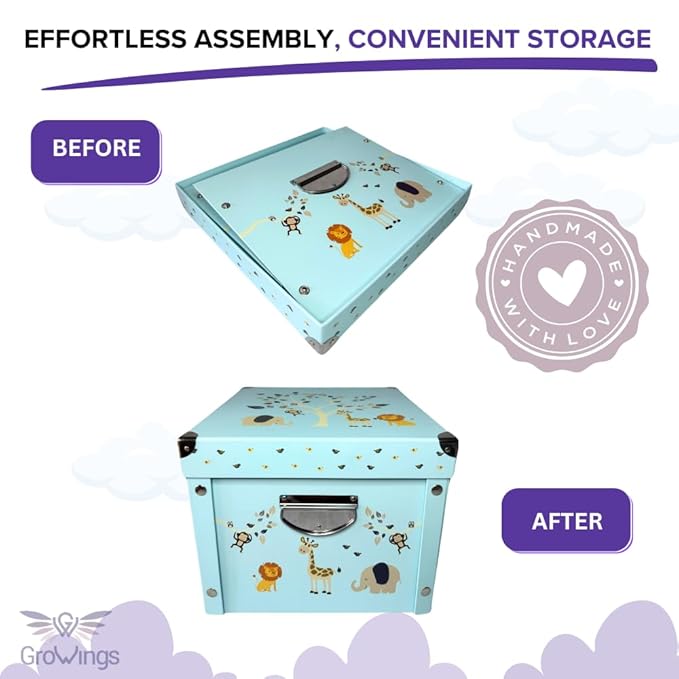GroWings Baby Keepsake Box - Large Memory Storage for Newborns, Suitable for Boys and Girls, Strong, Durable, and Collapsible Gifts