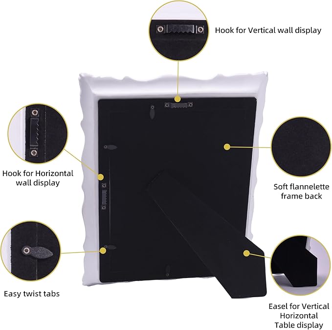 8x10 Vintage Picture Frame with Embossed Flower Design, White Ornate Frame for 8x10 or 5x7 Pictures with White Mat, Hand-Crafted Resin Antique Frames for Tabletop & Wall Hanging, Home Decor (White)