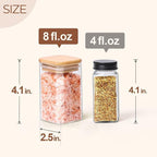 ComSaf Spice Jars with Labels 8 oz 16Pack, Small Spice Containers Starter Set, Glass Seasoning Jars with Lids, Square Seasoning Containers for Salt, Pepper, Chili Powder, Sugar, Loose Tea Storage
