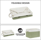 Bidtakay Large Fabric Baskets for Organizing [3-pack] Closet Organizers and Storage Baskets for Gifts Empty Foldable Nursery Baskets for Toy Storage 15 X 11 X 9.5 Inches (White&green)
