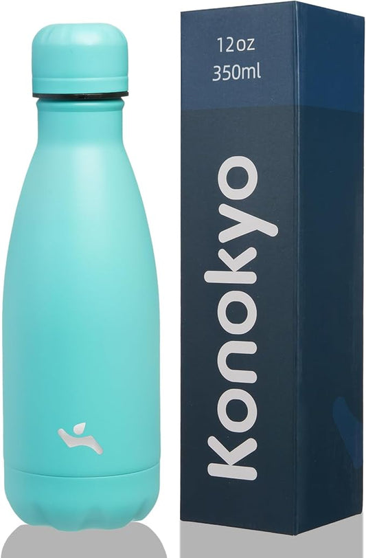 Insulated Water Bottles,12 oz Double Wall Stainless Steel Vacumm Metal Flask for Sports Travel,Turquoise