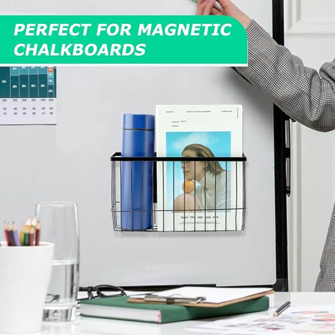 Magnetic Storage Basket Organizer for Fridge & Kitchen, 11lb Capacity Essentials Holder, No Tools Needed, Adjustable & Removable Spice Rack for Plastic Wrap, Foil, & More