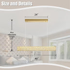 Rectangle Crystal Chandelier Modern Gold Crystal Chandelier Rectangular Pendant Lighting Fixture for Dining Room Kitchen Island Bedroom (L 40")