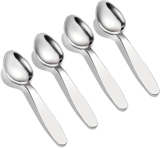 VANRA Premium 18/8 Stainless Steel Children Cutlery Set 5.9-inch Kids Dinner Spoons Set 4 Pieces Silverware Flatware Utensil Set for Home School (4 Spoons)