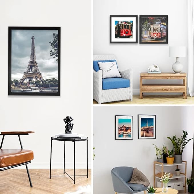 8x10 Picture Frame Set of 6, Display Pictures 5x7 with Mat or 8x10 Without Mat for Wall Mounting or Table Top Display,Black