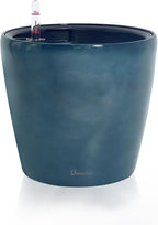 Dexceder 11x10 Inches Self Watering Planter Indoor Outdoor, Inner Pot Design, Thickened Table Flower Plant Pot with Water Level Indicator (Grayish Green Gradient)