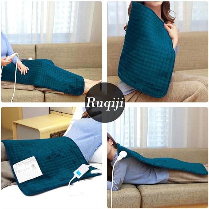 Ruqiji 17''x33'' XXXL King Size Heating Pad with 10 Temperature Settings, Pain Relief for Back/Neck/Shoulders/Menstrual Pain/Leg Cramp Christmas Gifts for Women Men Mom Dad(Dark Teal)